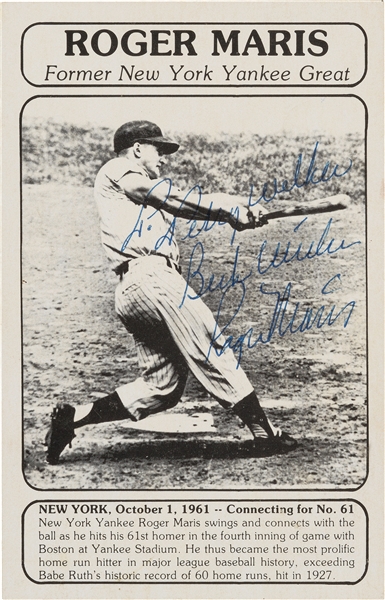 Roger Maris Signed & Inscribed 61st Home Run Lobby Card (PSA/DNA)