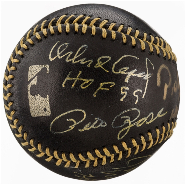 MLB Greats Multi-Signed & Inscribed OML Black Baseball w/ Rose, Cepeda, Alomar & Maricha (PSA/DNA)