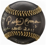 MLB Greats Multi-Signed & Inscribed OML Black Baseball w/ Rose, Cepeda, Alomar & Maricha (PSA/DNA)