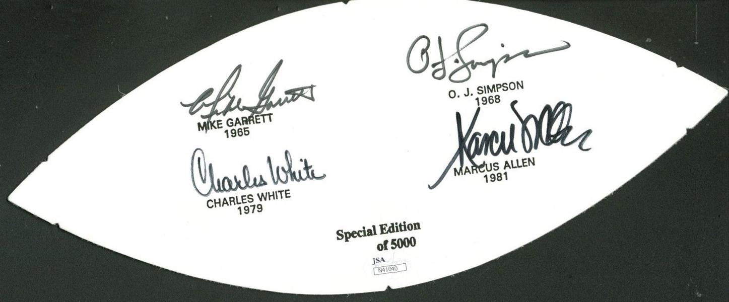 USC Trojans Hesiman Winners Signed White Football Panel w/ OJ, Allen & Others (JSA)