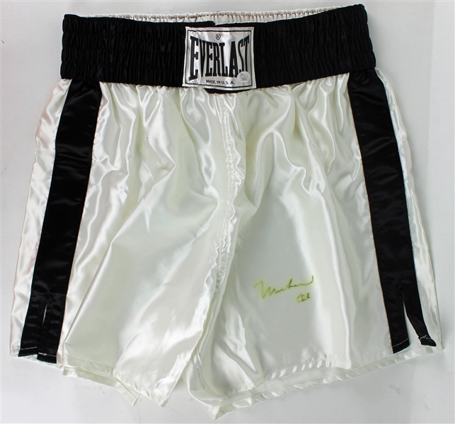 Muhammad Ali Signed Personal Model White Everlast Boxing Trunks (JSA)
