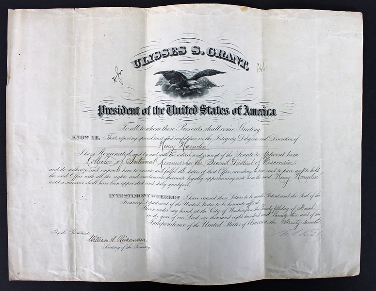 President Ulysses S. Grant Signed 1873 Appointment Document (PSA/DNA)