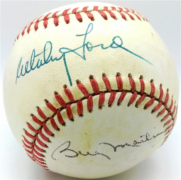 Yankee Legends Billy Martin & Whitey Ford Dual Signed OAL Baseball (JSA)