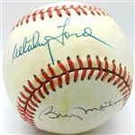 Yankee Legends Billy Martin & Whitey Ford Dual Signed OAL Baseball (JSA)