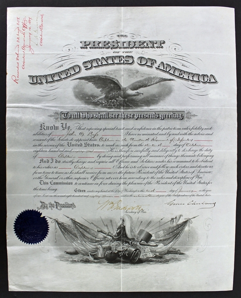 President Grover Cleveland Signed 1887 Military Commission Document (PSA/DNA)
