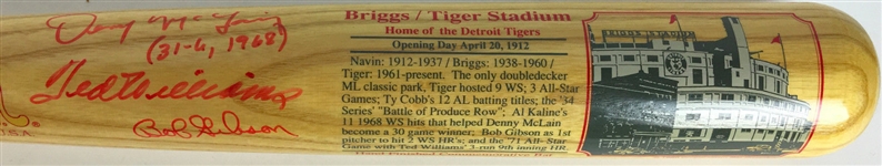 Tiger Stadium Multi-Signed Baseball Bat w/ Ted Williams, Bob Gibson & Denny McLain (PSA/DNA)