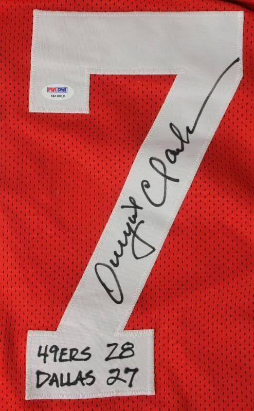 DWIGHT CLARK SANFRANCISCO 49ERS THE CATCH,WHITE STAT PSA/DNA/COA SIGNED  JERSEY