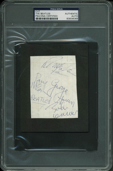 The Beatles: Band Signed 2.75" x 3.75" Album Page w/ Paul McCartney, John Lennon, George Harrison & Ringo Starr (PSA/DNA Encapsulated, Caiazzo & Cox LOAs)