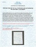 The Beatles: Band Signed 2.75 x 3.75 Album Page w/ Paul McCartney, John Lennon, George Harrison & Ringo Starr (PSA/DNA Encapsulated, Caiazzo & Cox LOAs)