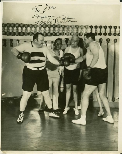 Babe Ruth Signed 8" x 10" Boxing Photo (PSA/DNA)