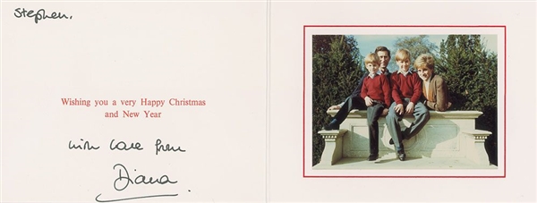 Princess Diana Rare Signed Christmas Card (c.1990)(PSA/DNA)