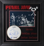 Pearl Jam: Group Signed Drumhead in Custom Framed Display (PSA/DNA)