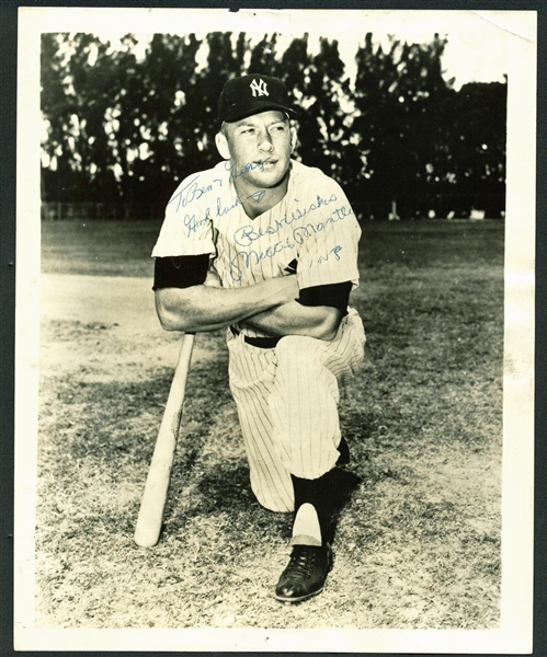 Mickey Mantle Vintage Signed 8" x 10" B&W Photo from 1958! (PSA/DNA)