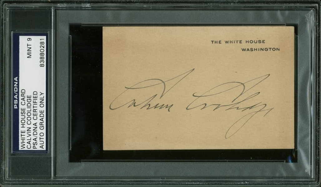 President Calvin Coolidge Signed 2.75" x 4.25" White House Card (PSA/DNA Graded MINT 9)