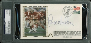 Bill Walsh Signed 1989 Super Bowl First Day Cover (PSA/DNA Graded MINT 9)
