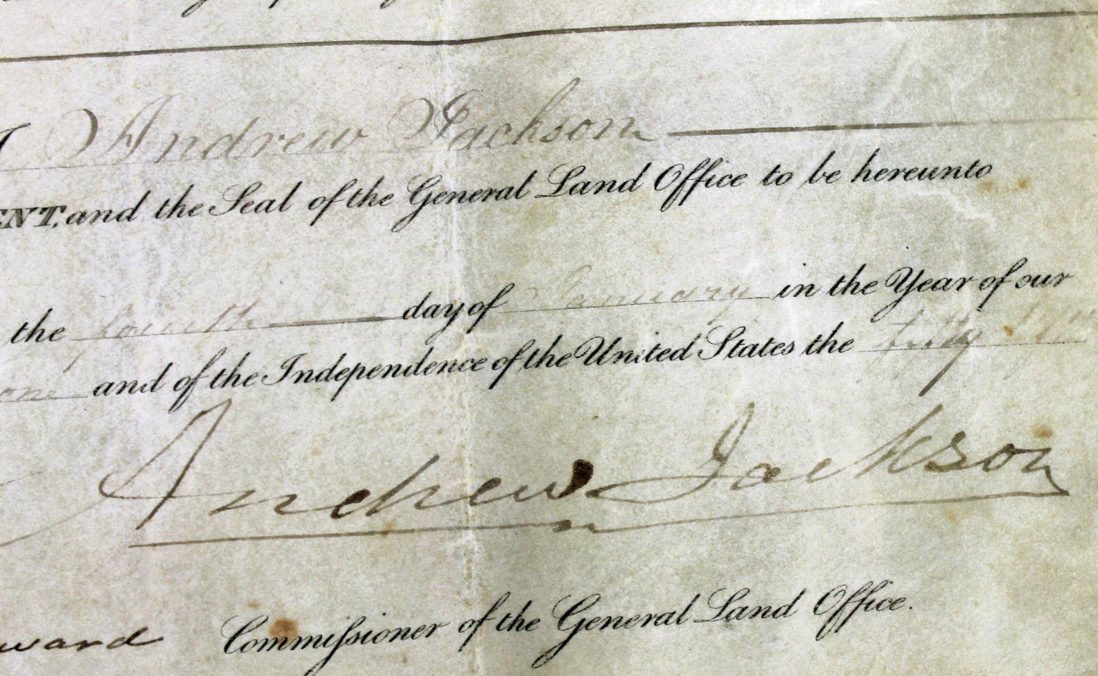 Lot Detail - President Andrew Jackson Signed 1830 Land Grant (PSA/DNA)