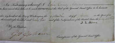 John Quincy Adams Signed Presidential Land Grant Document c. 1825 (PSA/DNA)