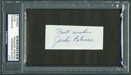 Jackie Robinson Exceptionally Signed 1.25 x 3.25 Album Page (PSA/DNA Encapsulated)