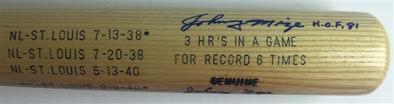 Johnny Mize Rare Signed Personal Model Stat Baseball Bat w/ HOF 81 Inscription (PSA/DNA)