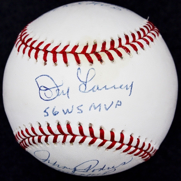 World Series MVPs Multi-Signed OML Baseball w/ Dusty Rhodes Johnny Podres & Don Larsen (PSA/DNA)