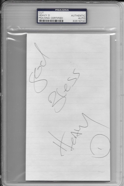 Heavy D Rare Vintage Signed Album Page (PSA/DNA Encapsulated)