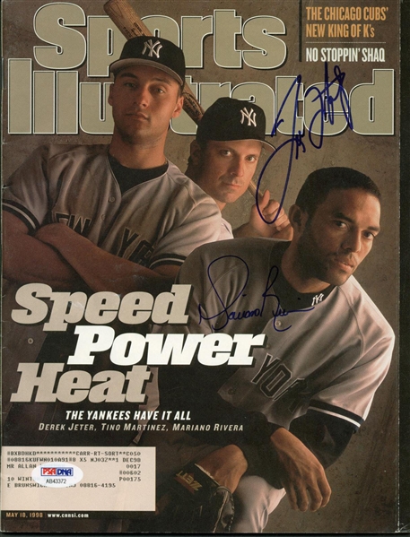 1998 Yankees Signed Sports Illustrated w/ Rivera & Martinez (PSA/DNA)