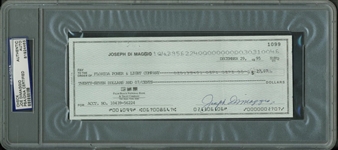 Joe DiMaggio Signed Hand Written Personal Check (PSA/DNA Encapsulated)