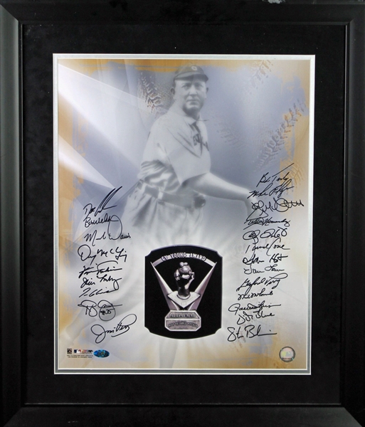 Cy Young Winners Multi-Signed 16" x 20" Framed Display w/ Glavine, Cone, Blue, Perry & Others (PSA/DNA)