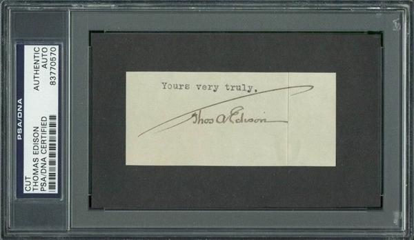 Thomas Edison Signed Vintage Autograph with Exceptional Autograph (PSA/DNA Encapsulated)