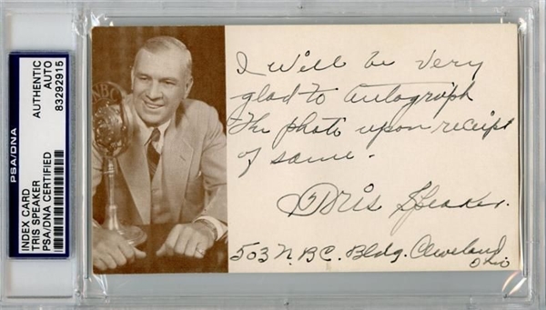 Tris Speaker Handwritten & Signed Note (PSA/DNA Encapsulated)