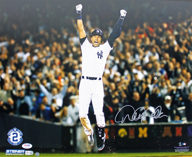 Derek Jeter Signed 16" x 20" Color Photo - PSA/DNA Graded GEM MINT 10!