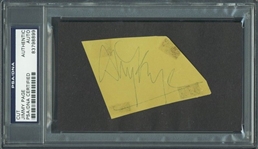 Led Zeppelin: Jimmy Page Signed 2.5 x 2.5 Cut Sheet (PSA/DNA Encapsulated)