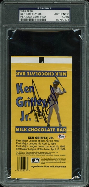 Ken Griffey Jr. Signed Chocolate Bar Wrapper (PSA/DNA Encapsulated)