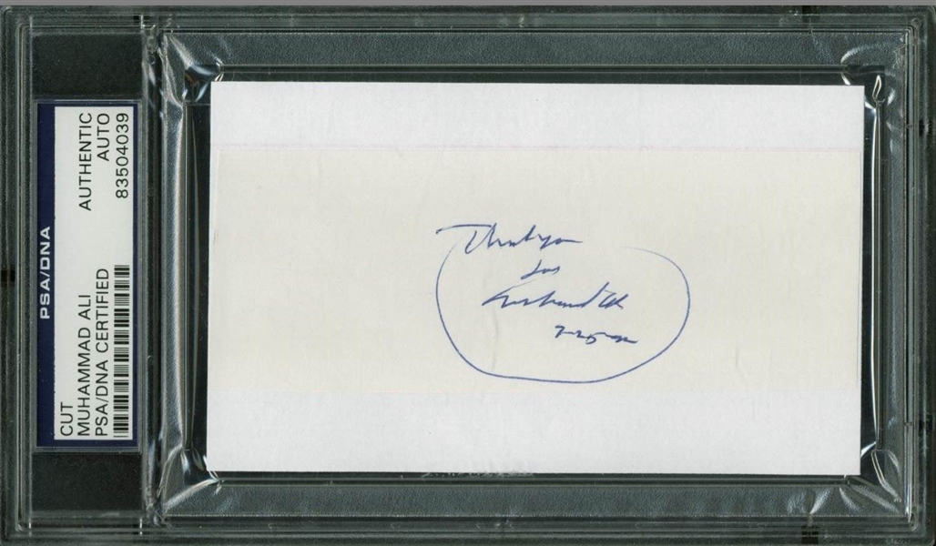 Muhammad Ali Signed 3" x 5" Album Page (PSA/DNA Encapsulated)