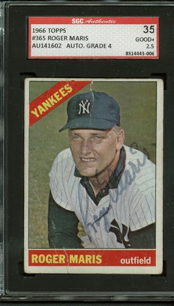 Roger Maris Signed 1966 Topps Baseball Card (PSA/JSA Guaranteed)