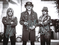 Motorhead Group Signed 11 x 14 Black & White Photograph w/ Kilmster, Dee & Campbell (PSA/JSA Guaranteed)