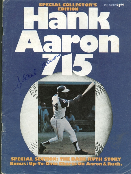 Hank Aaron Signed "715" Vintage Magazine (JSA)