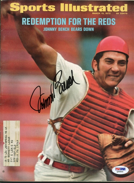 Johnny Bench Signed 1972 Sports Illustrated Magazine (PSA/DNA)