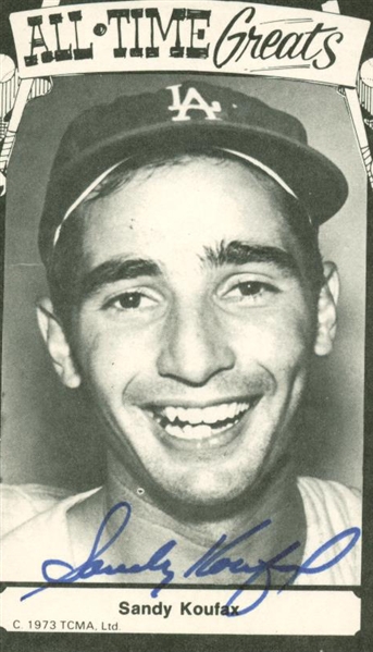 Lot of Two (2) Signed All-Time Great 3" x 5" Post Cards w/ Koufax & Gomez (JSA)