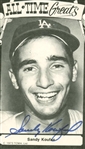 Lot of Two (2) Signed All-Time Great 3 x 5 Post Cards w/ Koufax & Gomez (JSA)