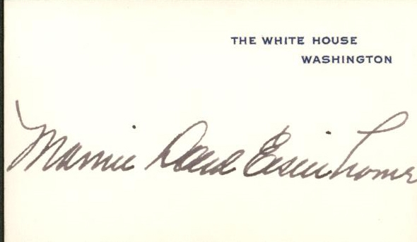 Mamie Eisenhower Signed 2" x 3" White House Card (JSA)