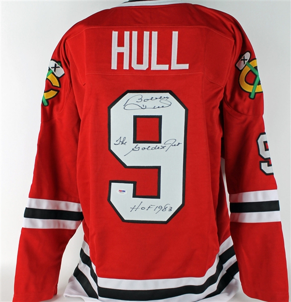 Bobby Hull Signed & Inscribed "The Golden Jet" Blackhawks Jersey (PSA/DNA)