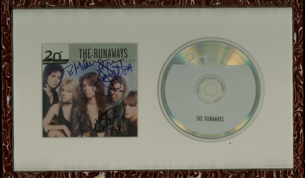 The Runaways Group Signed & Framed Best Of CD w/ Joan Jett! (PSA/DNA)