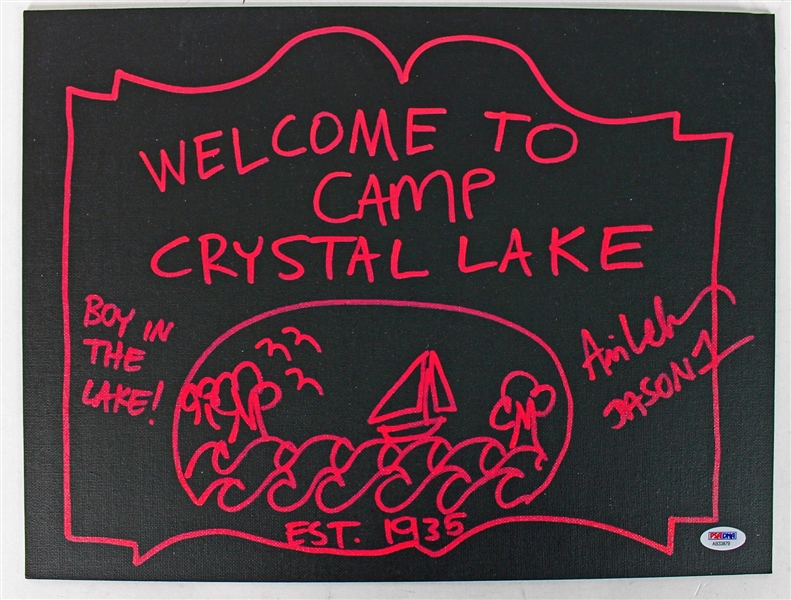 Friday the 13th: Ari Lehman (Jason) Signed 11" x 14" "Camp Crystal Lake" Canvas Sketch (PSA/DNA)