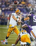 Brett Favre Signed 16 x 20 Color Photo w/5 Handwritten Career Stats (PSA/DNA)