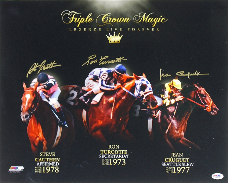 Triple Crown Winners Multi-Signed 16" x 20" Photo (PSA/DNA)