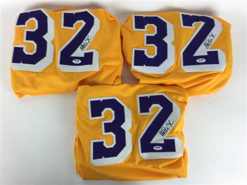 Lot of Three (3) Signed Magic Johnson Lakers Jerseys (PSA/DNA)
