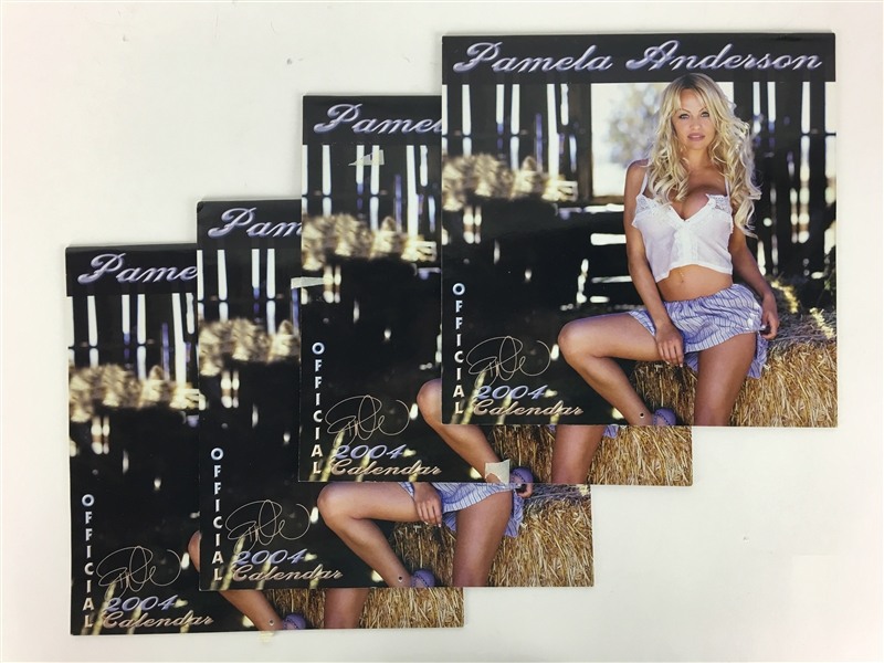 Lot of Four (4) Pamela Anderson Signed Calendars (PSA/JSA Guaranteed)