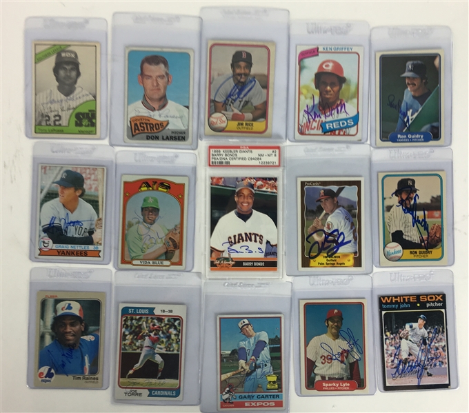 Lot of 500 Signed Baseball Cards w/ Bonds, Griffey, Carter & Others (PSA/JSA Guaranteed)