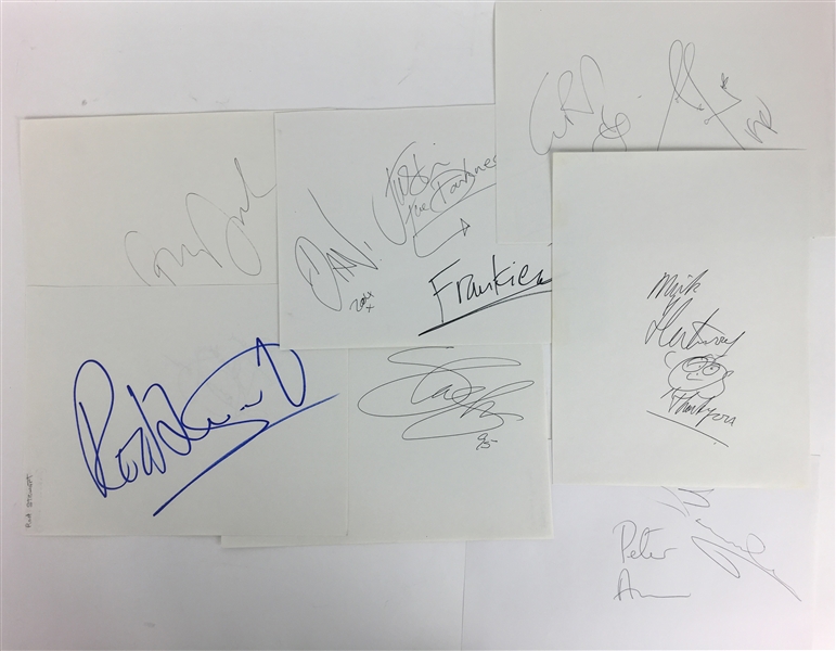 Lot of Seven (7) Musician Signed 8" x 10" Album Pages w/ Rod Stewart, Slash & Others! (PSA/JSA Guaranteed)